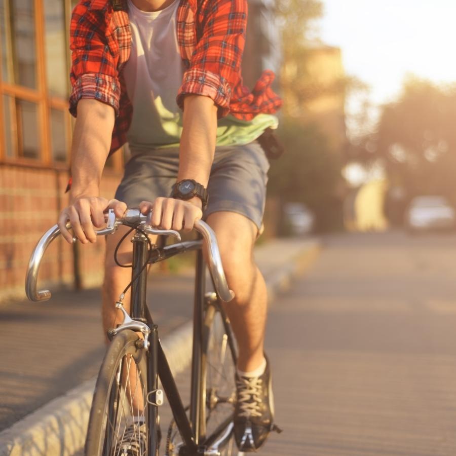a man riding a bicycle