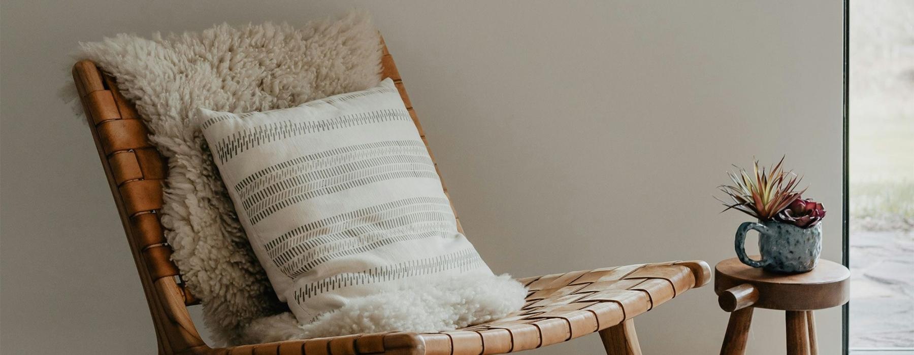 a chair with a pillow